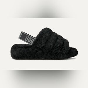 UGG Black Fluffy Slides